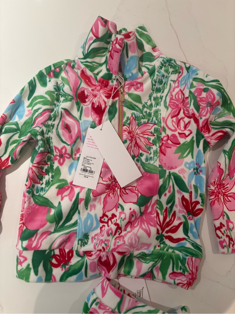 Lilly Pulitzer Girls Floral Puffer Jacket - Pink, Green & Blue